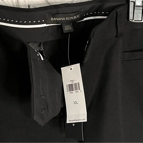 NWT Banana Republic Sloan Pants Flat front stretch Black detail Size 10 Long - Picture 5 of 13